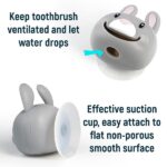 Hoobbe Animal Toothbrush Holder for Kids, Cute Toothbrush Holder with Mirror / Glass / Wall Mounted Suction Cup, bathrooms Accessories, Decor and Organizer (Polar Bear) - Image 5