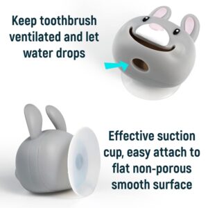 Hoobbe Animal Toothbrush Holder for Kids, Cute Toothbrush Holder with Mirror / Glass / Wall Mounted Suction Cup, bathrooms Accessories, Decor and Organizer (Polar Bear) - Image 5