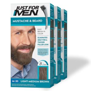 Just For Men Brush-In Color Gel Mustache & Beard Color, 72.6g (Pack of 3) - Light-Medium Brown - Image 1