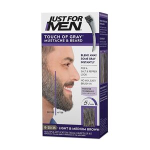 Just for Men Touch of Gray Hair Color Mustache and Beard Color, 54.4g - Light to Medium Brown - Image 1