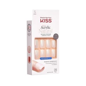 KISS Salon Acrylic Wider Fit Natural Fake Nails, ‘Rare’, 28 Acrylic-Infused, Bubble-Free, Flexible, Durable, False Glue-On Nails - Image 2