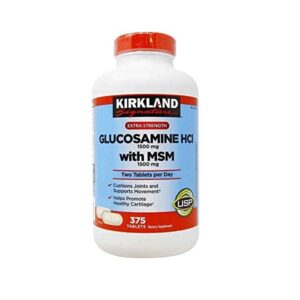 Kirkland Signature Extra Strength Glucosamine Hci 1500Mg, With Msm 1500 Mg, Pack of 375-Count Tablets - Image 1