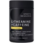 Sports Research L-Theanine + Caffeine 2-in-1 Formula softgels bottle, 60 capsules, black packaging