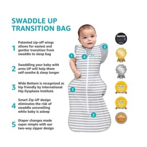 Love To Dream Swaddle UP- 50/50- Gray Stripe- Medium 13.2- 18.7 lbs - Image 2