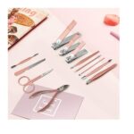 Manicure Set, Pedicure Kit Nail Scissors Stainless Steel Professional Toenails Cuticle Cutter Clipper Fingernails Grooming Kit with Pink Leather Travel Case (12pcs Pink) - Image 2