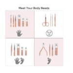 Manicure Set, Pedicure Kit Nail Scissors Stainless Steel Professional Toenails Cuticle Cutter Clipper Fingernails Grooming Kit with Pink Leather Travel Case (12pcs Pink) - Image 4