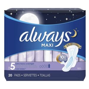 Maxi Overnight Extra Heavy Flow With Wings Unscented Pads - Image 1