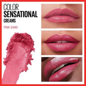 Maybelline Color Sensational Lipstick, Lip Makeup, Cream Finish, Hydrating Lipstick, Nude, Pink, Red, Plum Lip Color, Pink Sand, 0.15 oz. (Packaging May Vary) - Image 3