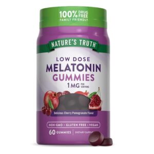 Melatonin Gummies | 1mg | 60 Count | Vegan, Non-GMO & Gluten Free | Cherry Pomegranate Flavor | by Natures Truth - Image 1
