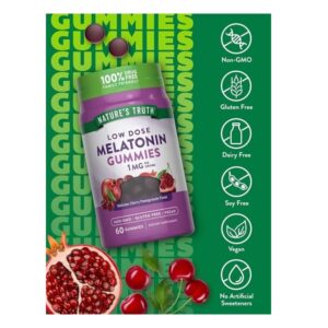 Melatonin Gummies | 1mg | 60 Count | Vegan, Non-GMO & Gluten Free | Cherry Pomegranate Flavor | by Natures Truth - Image 3