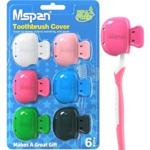 Mspan Toothbrush Cover Cap Case Brush Head Protector Pods Plastic Travel Tooth Brushing Clip for Manual & Electric Toothbrush - 6 Packs - Image 1