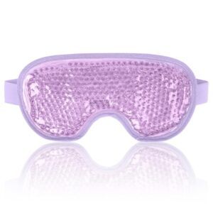 NEWGO Cooling Eye Mask Reusable Gel Eye Mask for Puffy Eyes, Ice Eye Mask Cold Eye Mask Frozen with Plush Backing for Headache, Migraine, Stress Relief - Purple - Image 1