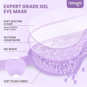 NEWGO Cooling Eye Mask Reusable Gel Eye Mask for Puffy Eyes, Ice Eye Mask Cold Eye Mask Frozen with Plush Backing for Headache, Migraine, Stress Relief - Purple - Image 4