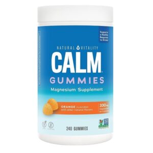 Natural Vitality Calm, Magnesium Citrate Supplement, Stress Relief Gummies, Supports a Healthy Response to Stress, Gluten Free, Vegan, Orange, 240 Gummies