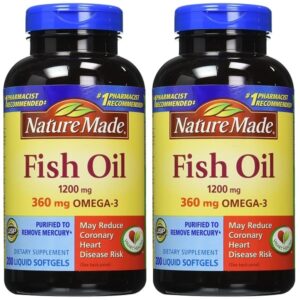 Nature Made Fish Oil 1200mg 360 Mg Omega-3 Twin Pack Combo Dietary Supplement 200 Liquid Softgel Each (400 Softgel Total) - Image 2