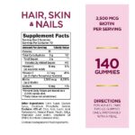 Nature's Bounty Hair, Skin & Nails with Biotin, Strawberry Gummies Vitamin Supplement, Supports Hair, Skin, and Nail Health for Women, 2500 mcg, 140 Ct - Image 4