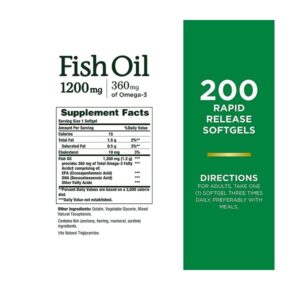Nature's Bounty Fish Oil 1200 Mg Omega-3, 200 Rapid Release Softgels - Image 2