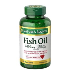 Nature's Bounty Fish Oil 2400 Mg Double Strength Odorless Softgels, Omega 3, 90-Count - Image 1