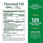 Nature's Bounty Flaxseed Oil 1200 mg - 125 Capsules - Image 2