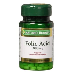 Nature's Bounty Folic Acid 800 mcg Tablets Maximum Strength 250 ea (Pack of 2) - Image 1