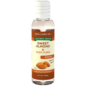 Nature's Truth Aromatherapy Pure Unscented Base Oil, Sweet Almond, 4 Fluid Ounce - Image 1