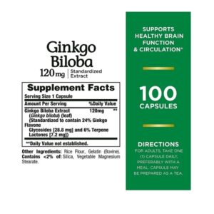 Nature's bounty ginkgo biloba 120mg 100 capsules - Image 2