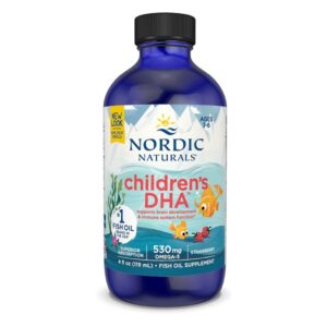 Nordic Naturals Children's Dha For Omega 3 | Fish Oil For Kids 530Mg From Arctic Cod Liver Oil | Omega 3 Fish Oil Epa & Dha For Kids For Brain Development & Immunity | Strawberry Flavour 4 Floz 119 Ml