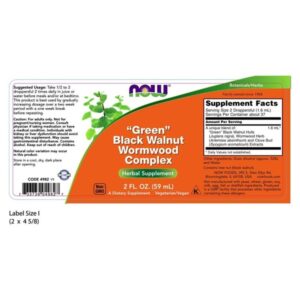 Now Foods Fresh Walnut Worm Wood Complex - 60 ml Liquid(Green/Black) - Image 2