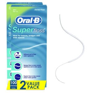 Oral B Super Floss Pre-Cut Strands, Mint, 50 Count, Twin Pack - Image 1