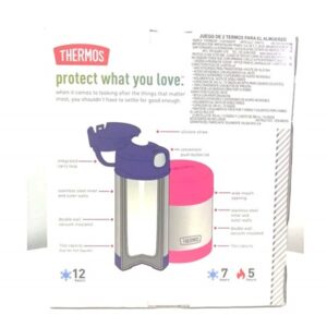 (Pink, 2 PC Set) - Thermos FUNtainer Lunch Set Bottle and Food Jar for Kids BPA Free Dishwasher Safe, 2 PC (Pink, 2 PC Set) - Image 3