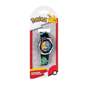 Pokémon Kids' Digital Watch with Silver Bezel, Black Strap, Flashing LED Lights - Official Pokémon Characters on the Dial, Safe for Children - Model: POK3018 - Image 2