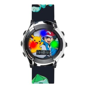 Pokémon Kids' Digital Watch with Silver Bezel, Black Strap, Flashing LED Lights - Official Pokémon Characters on the Dial, Safe for Children - Model: POK3018 - Image 5