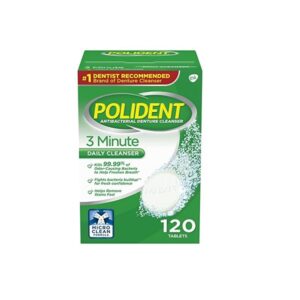 Polident 3 Minute Triple Mint Antibacterial Denture Cleanser Effervescent Tablets, 120 count - Image 1