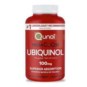 Qunol Mega CoQ10 UBIQUINOL, Superior Absorption, Patented Water- 120 Softgels - Image 1