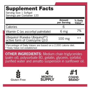 Qunol Mega CoQ10 UBIQUINOL, Superior Absorption, Patented Water- 120 Softgels - Image 3