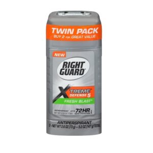 Right Guard Xtreme Defense 5 Antiperspirant Deodorant Invisible Solid Stick, Fresh Blast, 2.6 Ounce - Image 1
