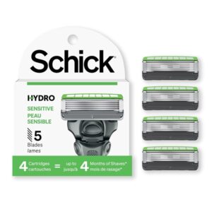 Schick Hydro 5 Sensitive Skin Razor Blade Refills for Men with Flip Trimmer - 4 Cartridges - Image 1