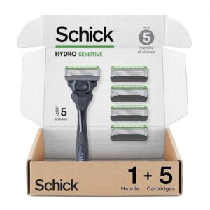 Schick Hydro Sense Sensitive Razors for Men With Shock Absorbent Technology, 1 Razor Handle and 5 Razor Blades Refills - Image 1