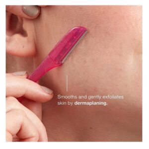 Schick Silk Touch-Up Multipurpose Exfoliating Face Razor and Eyebrow Shaper with Precision Cover, 3 Count - Image 3