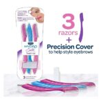 Schick Silk Touch-Up Multipurpose Exfoliating Face Razor and Eyebrow Shaper with Precision Cover, 3 Count - Image 7