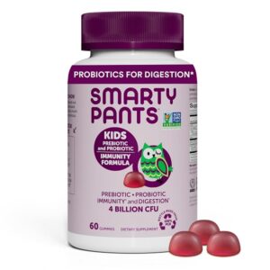 SmartyPants Probiotic and Prebiotic Immunity Gummies for Kids, 4 Billion CFUs and Wellmune Prebiotic, Vegan, Non-GMO, Gluten-Free, Patent-Pending - Image 1