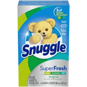 Snuggle Plus Super Fresh Fabric Softener Dryer Sheets with Odor Fighting Ingredients, 105 Count - Image 3