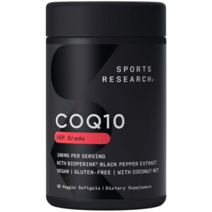 Sports Research CoQ10 Dietary Supplement 30 Veggie Softgels - Image 1