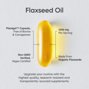 Sports Research Flaxseed Oil with Plant Based Omega's 3, 6 and 9 Vegan Certified and Non-GMO Project Verified (180 Veggie Softgels) - Image 4