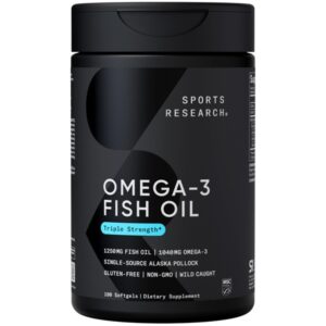 Sports Research Omega-3 Fish Oil From Wild Alaska Pollock (1250Mg Per Capsule) With Triglyceride Epa & Dha Fatty Acids|Heart, Brain & Joint Support|Ifos 5-Star Certified, Non-Gmo & Gluten Free (180Ct) - Image 1