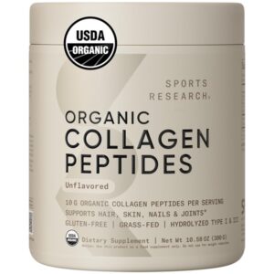 Sports Research Organic Collagen Peptides Unflavored Dietary Supplement Powder, 300g - Image 1