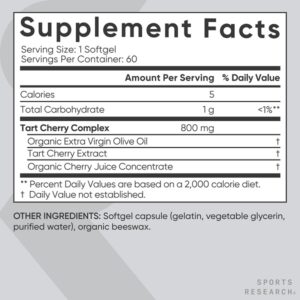 Sports Research Tart Cherry Concentrate With Antioxidants & Flavonoids - 60 Liquid Softgels - Image 5
