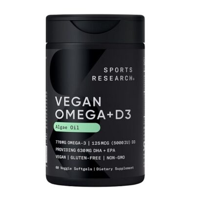 Sports Research Vegan Omega-3 + D3 Algae Oil Softgels bottle