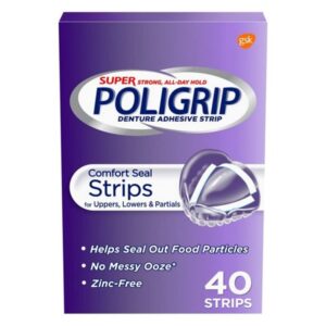 Super Poligrip Strips Size 40 Ct Poligrip Strong All Day Comfort Seal Denture Adhesive Strips - Image 1