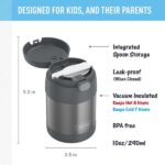 Thermos Funtainer 10 Ounce Stainless Steel Vacuum Insulated Kids Food Jar with Folding Spoon, Grey - Image 2